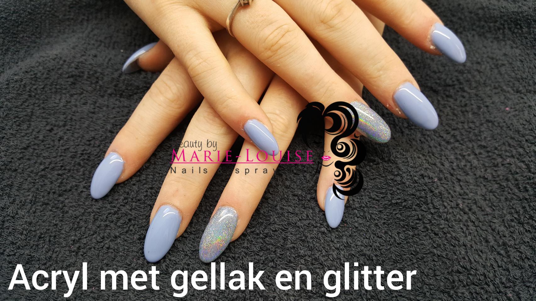 acryl met gellak en glitter